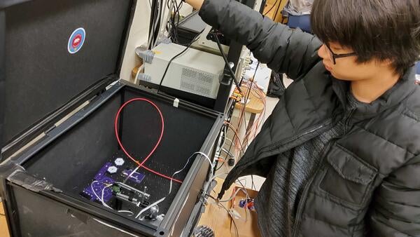 JiaJun Huang working on setup for SiPM calibration and characterization EIC calorimeters