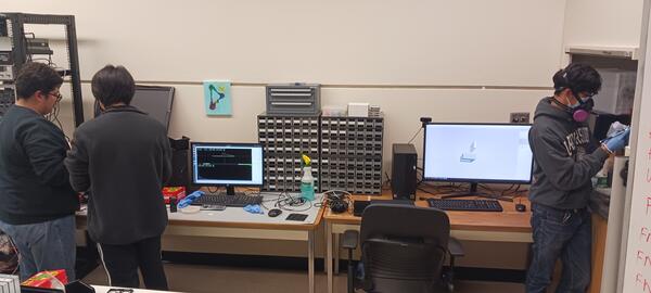 Students working in the laboratory. 