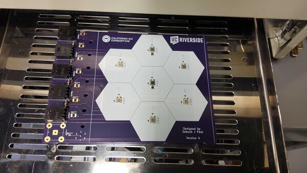 Printed circuit board with SiPMs for SiPM-on-tile calorimeter insert prototype for the EIC