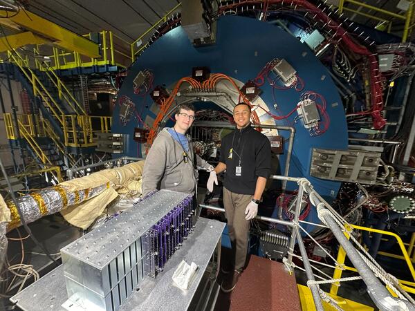 Sean Preins, Peter Carney, Insert Prototype in STAR Hall at the Relativistic Heavy Ion Collider